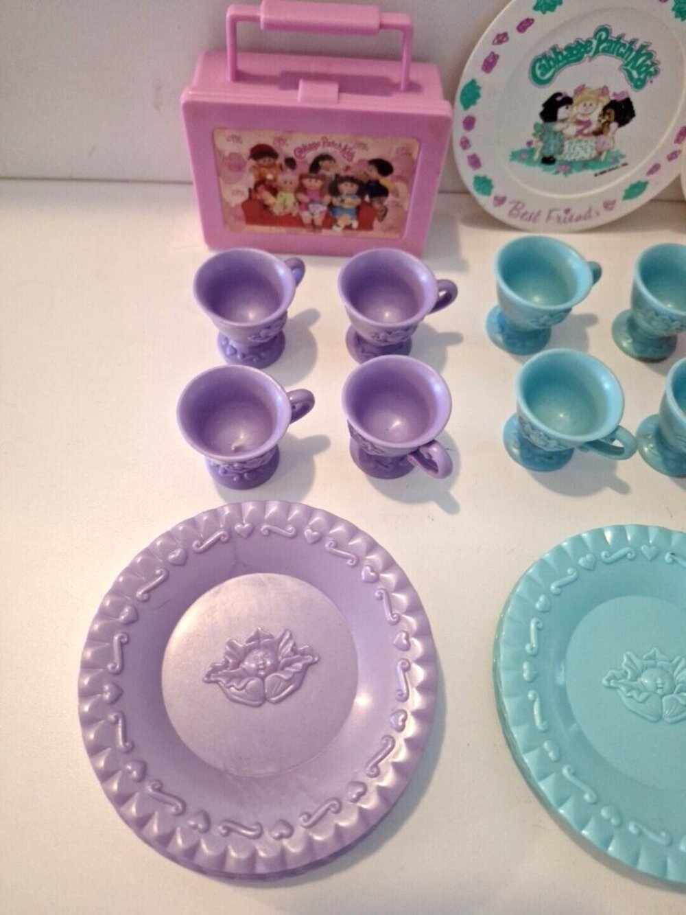 Cabbage Patch Kids Tea Party 80s Doll Lunchbox Purple Pink Blue Vintage - Picture 5 of 11